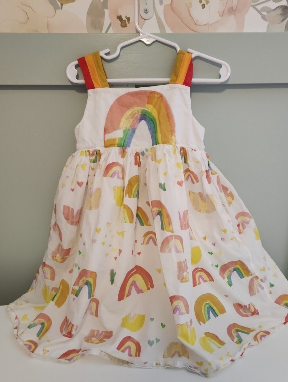 Stella Mccartney Kids 3 Or 3t Rainbow Print White Dress Sustainable Ethical